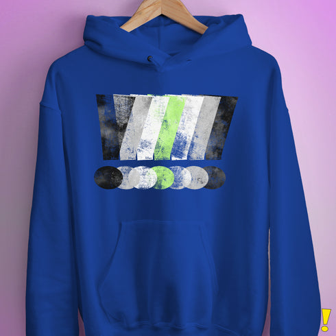 Agender Pride Grunge Exclamation Points Hoodie - Royal Blue